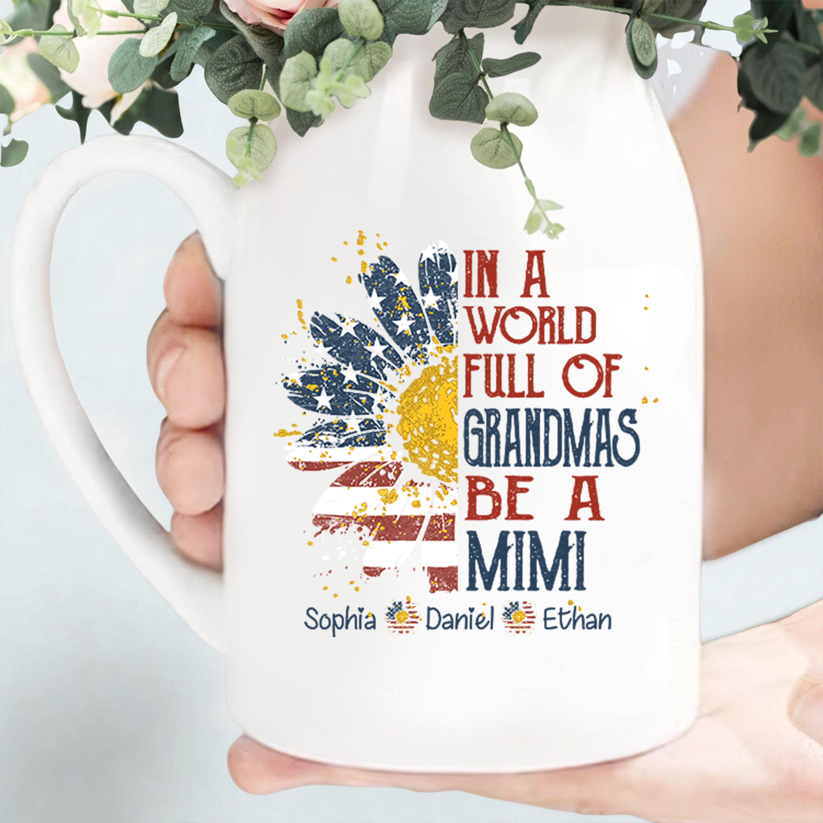 Personalized Mimi Flower Vase, In a World Full of Grandmas Be a Mimi, Custom Gift with Family Names