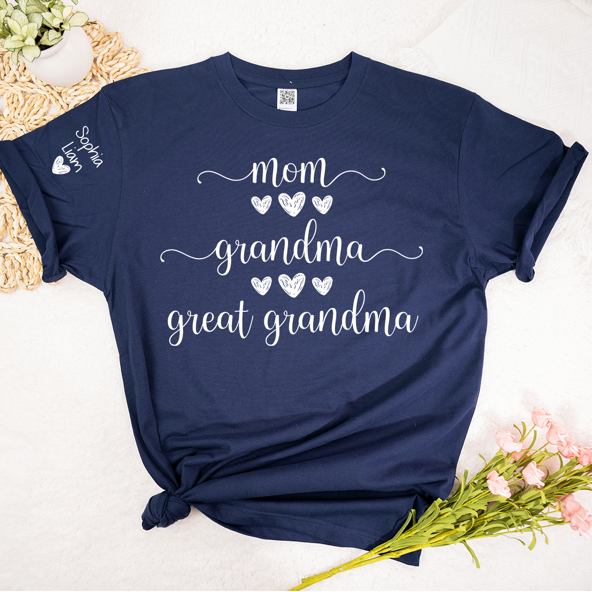 Mom Grandma Great Grandma Shirt, Custom Grandma Tee with Children Names, Cute Family Shirt for Mom Grandmother Gift Idea