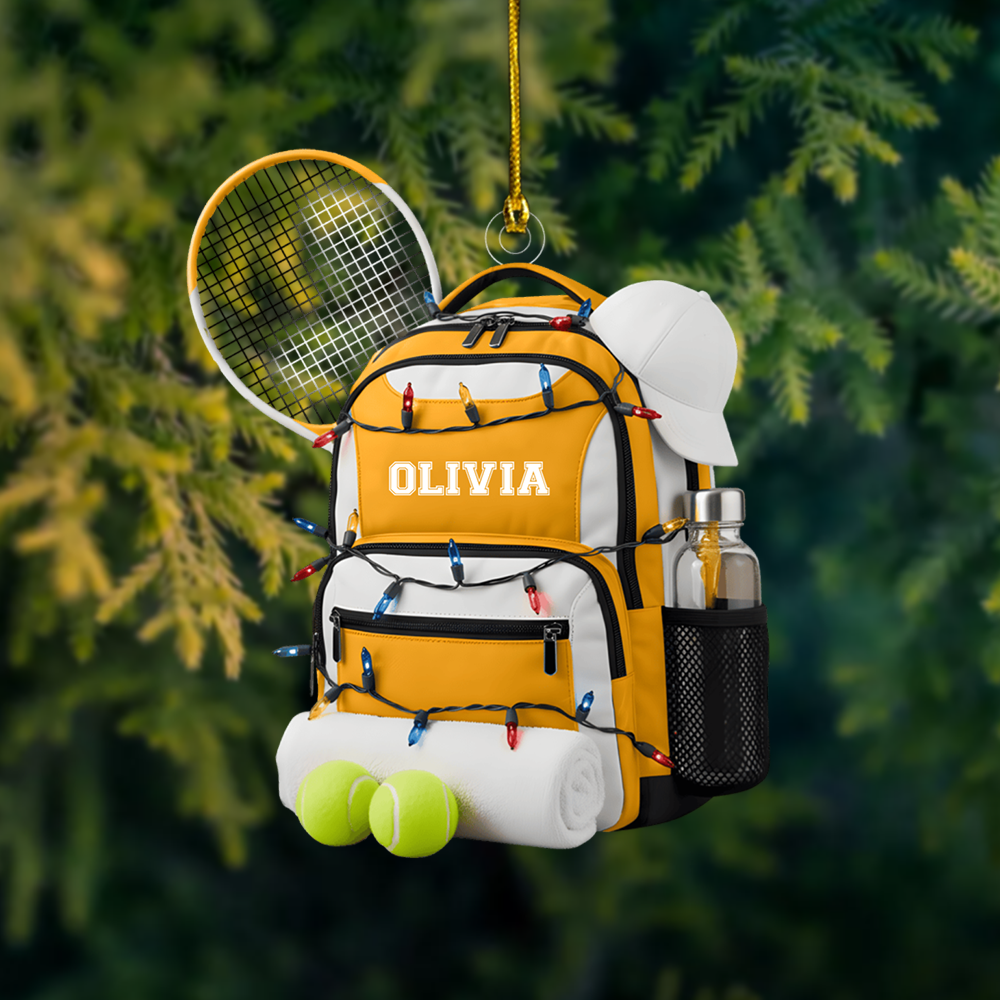 Personalized Tennis Bag Ornament 2025 – Custom Name Tennis Racket & Balls Ornament, Gift for Tennis Lovers Ornament