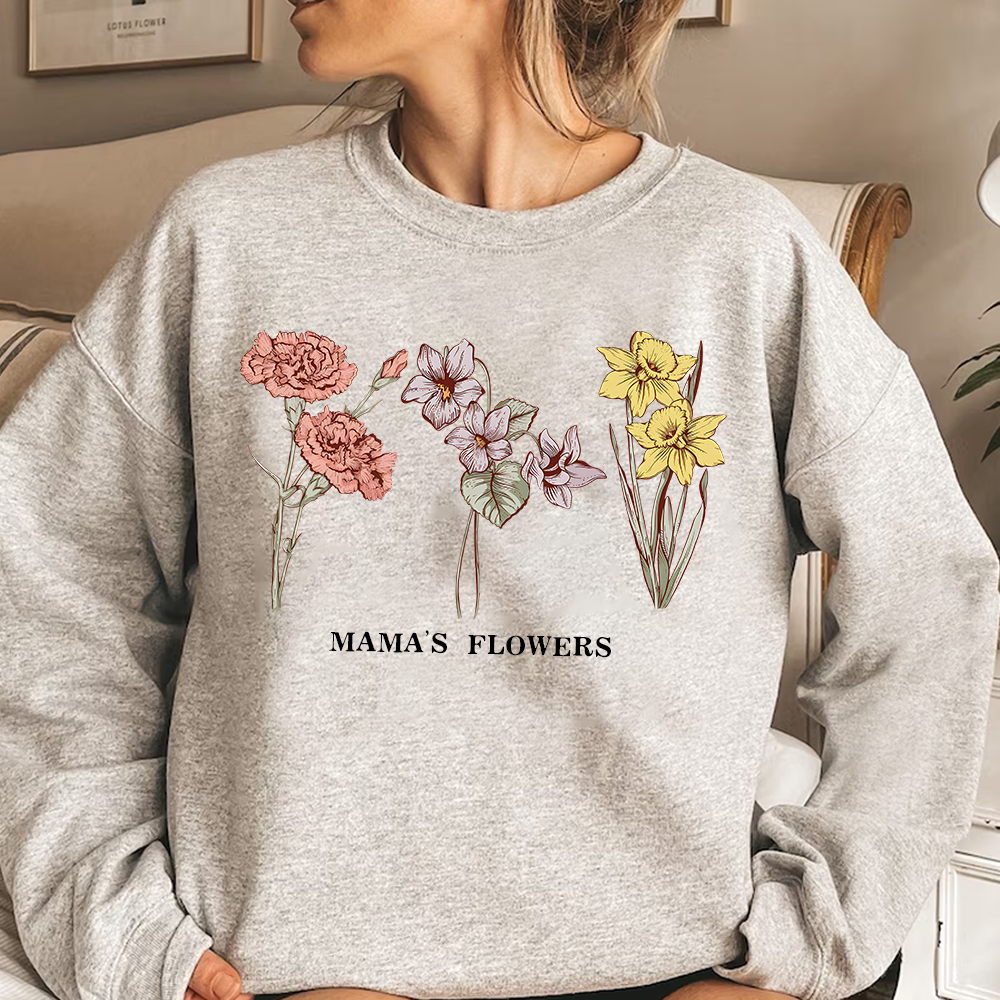 Custom Birth Month Sweatshirt Birth Flower Sweater, Birth Flower Shirt, Grandma's Garden, Personalized Sweatshirt