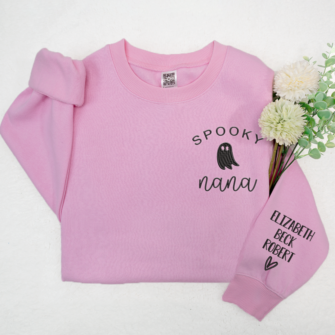 Spooky Nana With Kids Halloween Embroidered