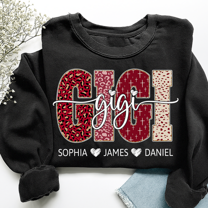 Personalized Gigi Sweatshirt with Kids Names, Valentine Grandma Gift Crewneck
