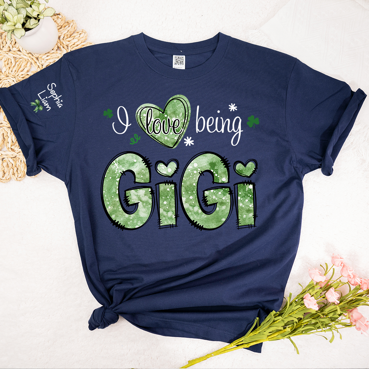 I Love Being Gigi Grandma Shirt, St Patrick’s Day Clover Tee, Personalized Gigi Family Shirt with Names