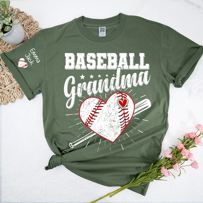 Custom Baseball Grandma T-Shirt, Personalized Family Tee for Baseball Season and Game Days