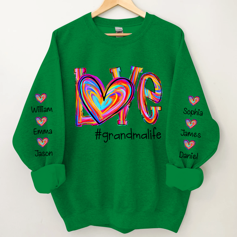 Love Color Grandma Life With Kids, Gift For Grandma TH Sweatshirt