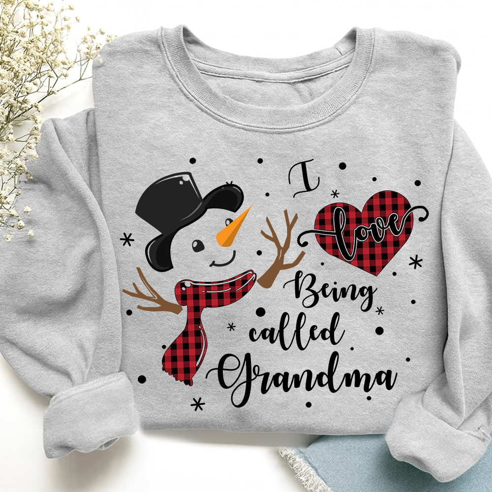 I Love Being Called Grandma Shirt, Cozy Holiday Sweatshirt for Gift Grandma And Kids