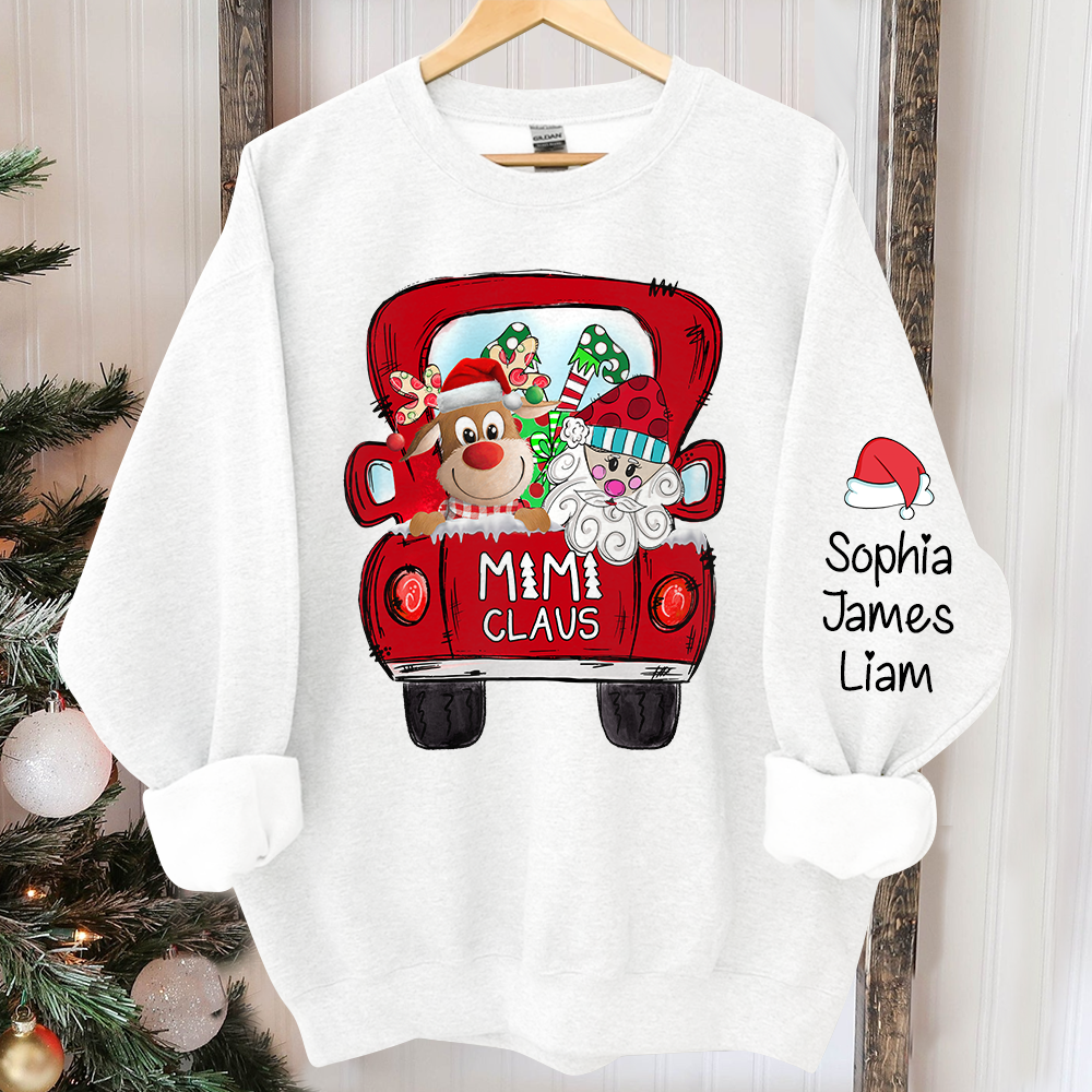 Personalized Mimi Claus Sweatshirt, Custom Grandma With Grandkids Name Xmas Sweatshirt