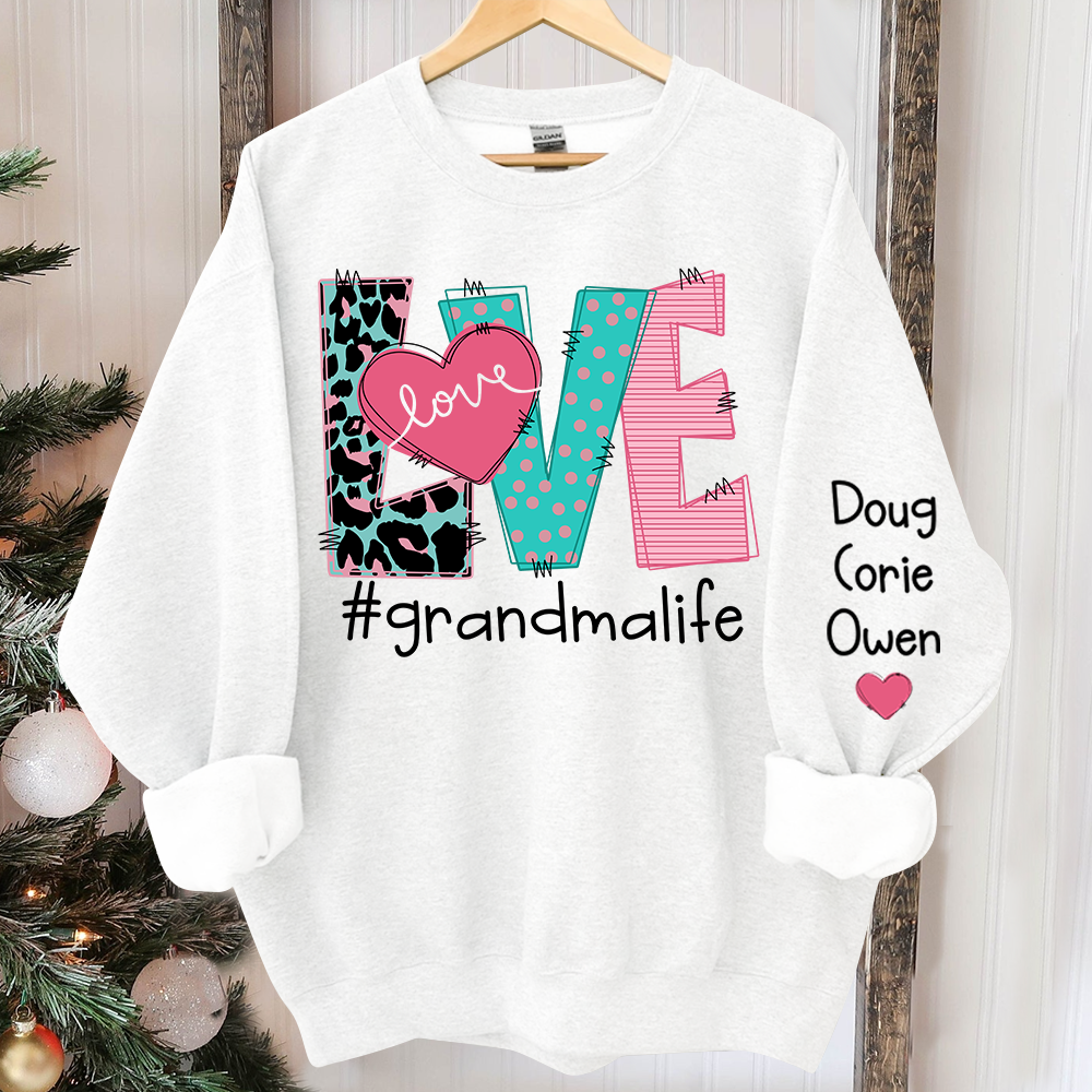 Personalized Love Grandma Life Trend Sweatshirt, Custom Grandma and Grandkids Sweatshirt