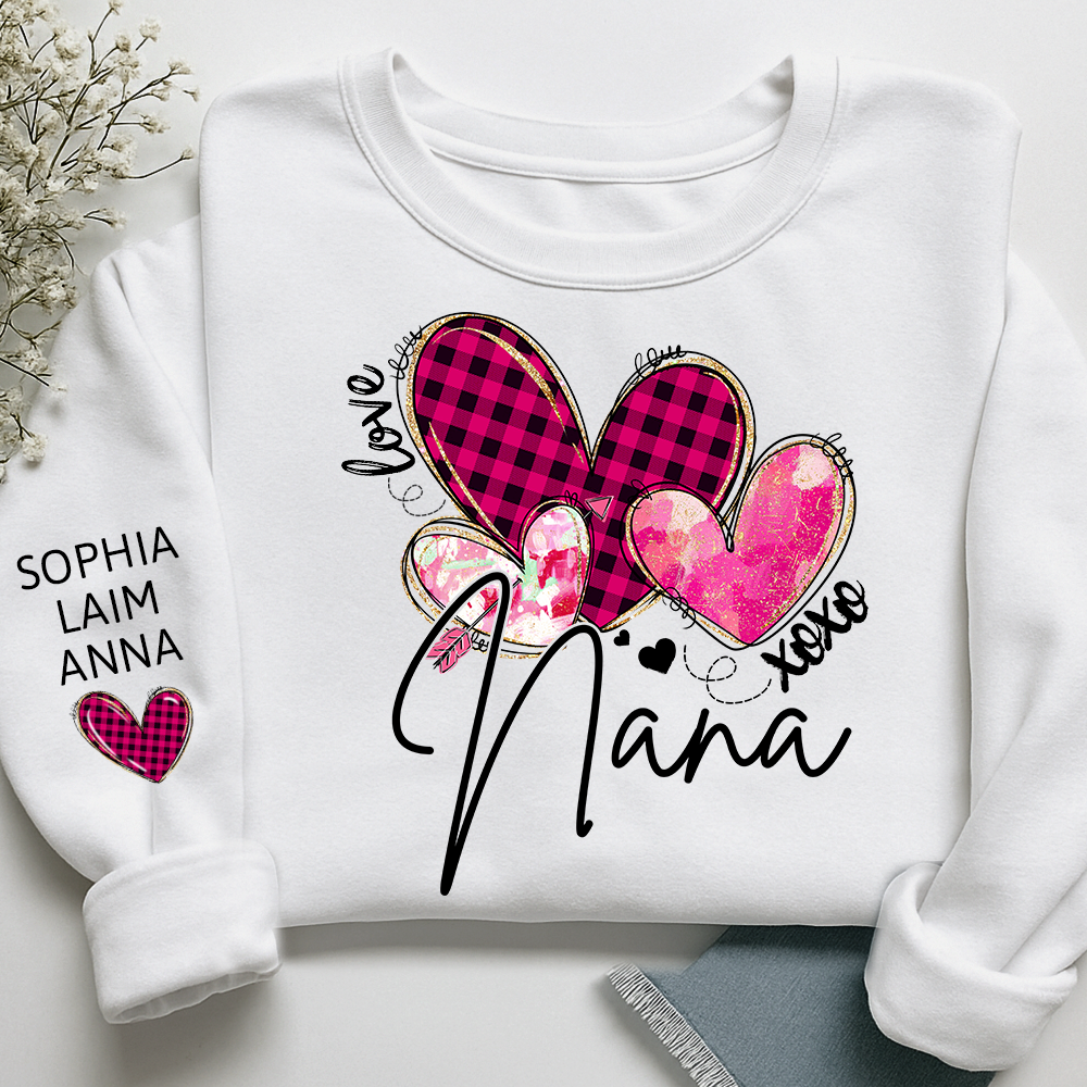 Customized Valentine Pink Xoxo Valentine Design, Personalized Nana with Kids Name