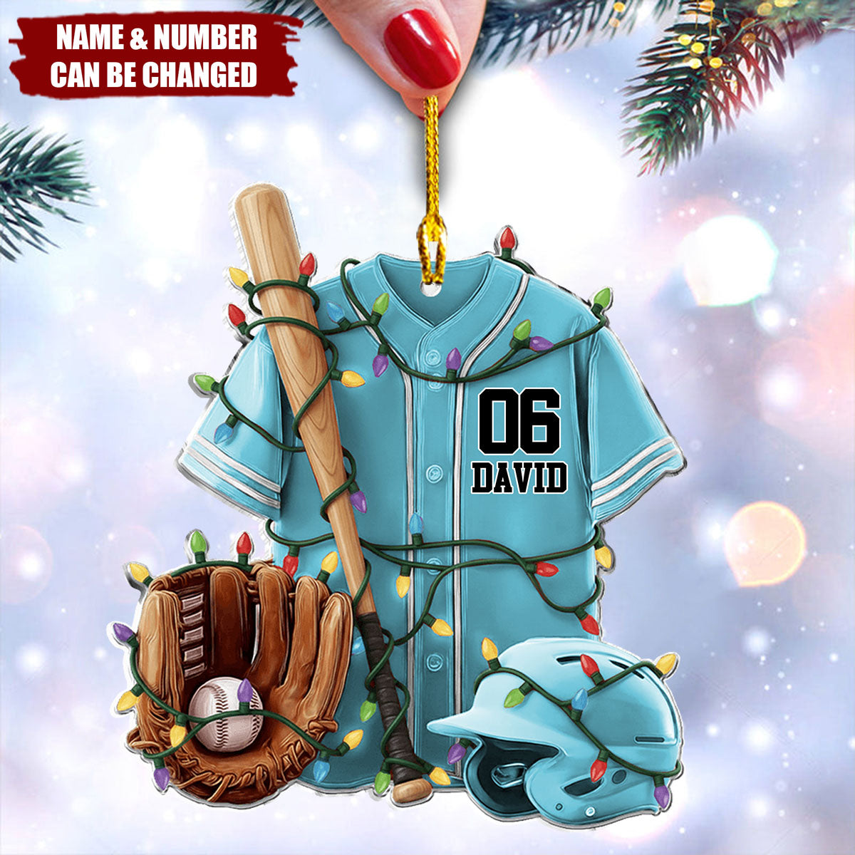 Personalized Baseball Ornament – Custom Jersey Design, Add Name & Number, Perfect Christmas Gift for Baseball Lovers Ornament