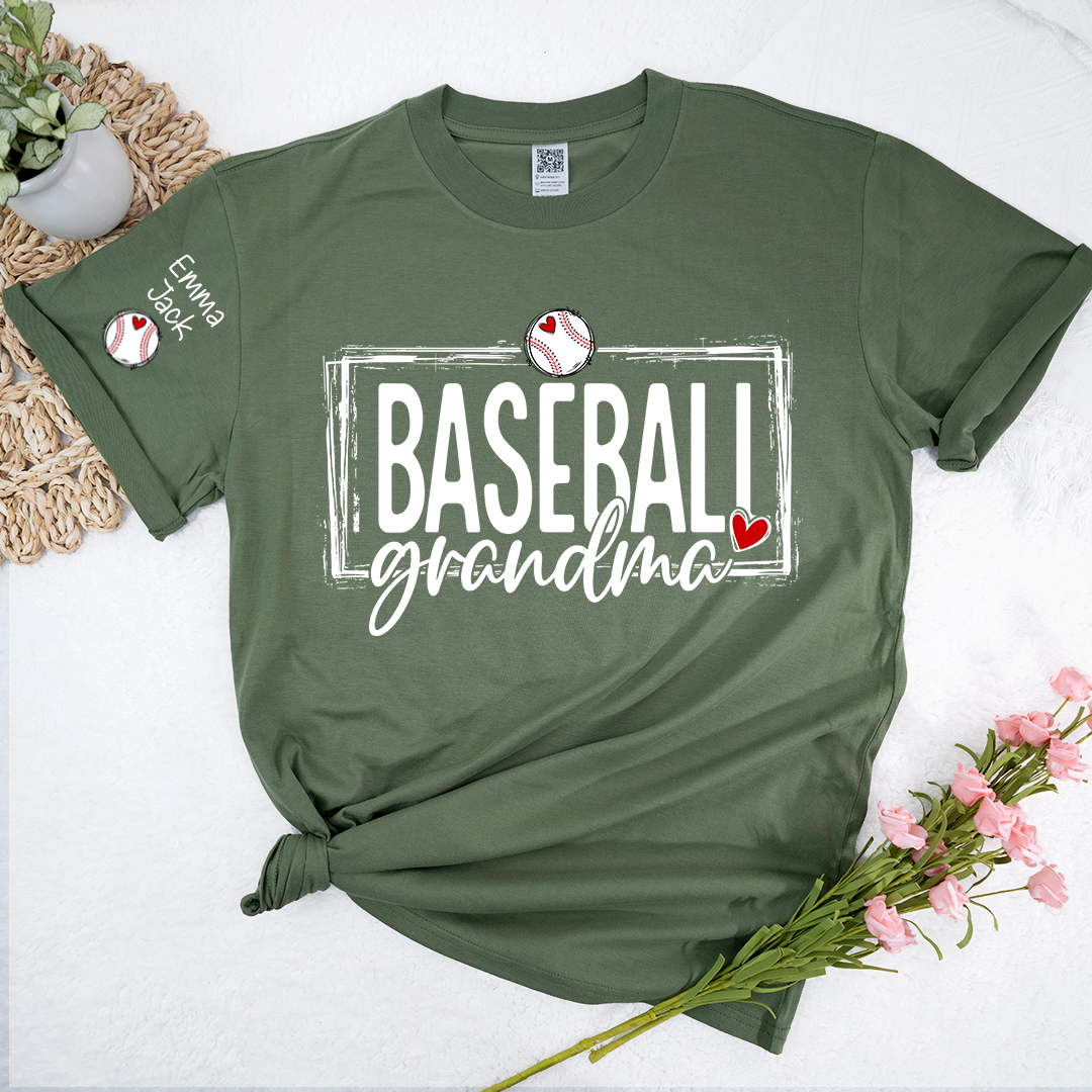 Baseball Grandma T-Shirt, Personalized Grandma T-Shirt for Baseball Lovers with Custom Name