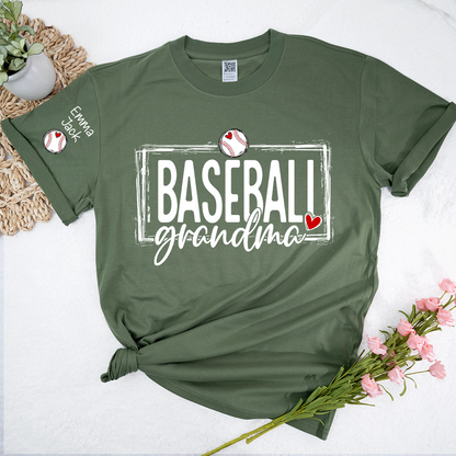 Baseball Grandma T-Shirt, Personalized Grandma T-Shirt for Baseball Lovers with Custom Name