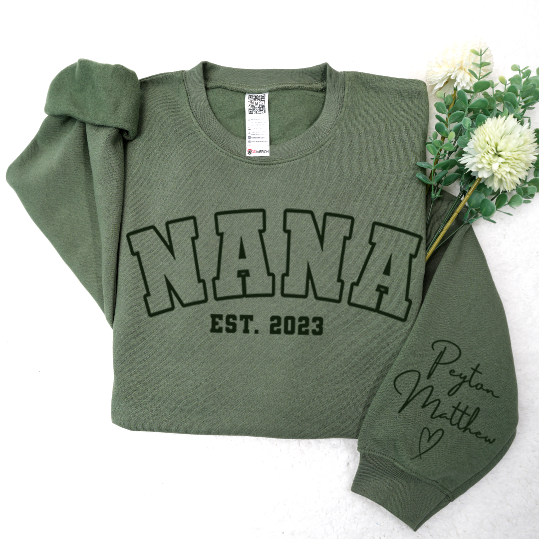 Personalized Grandma Nana Est 2023 And Grandkids Sweatshirt