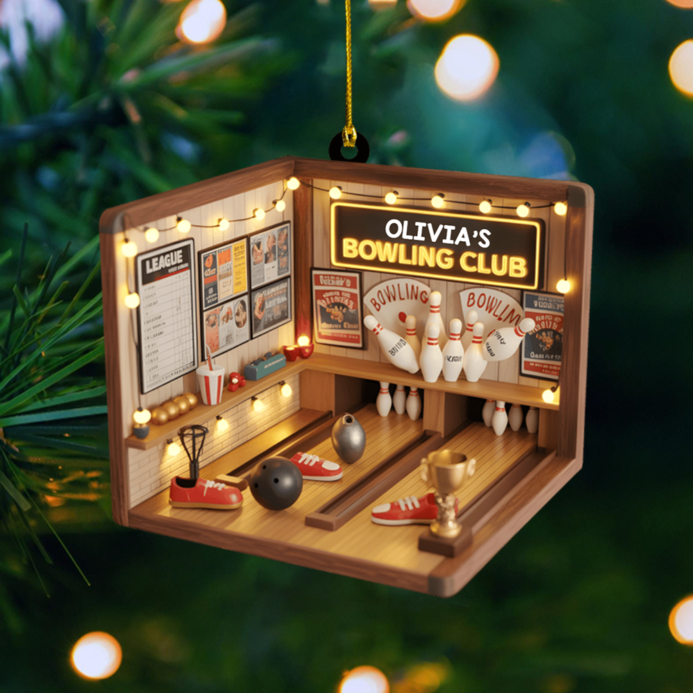 Custom Bowling Room Ornament 2025 – Personalized Name Bowling Alley Christmas Decoration, Perfect Gift for Bowling Fans Ornament