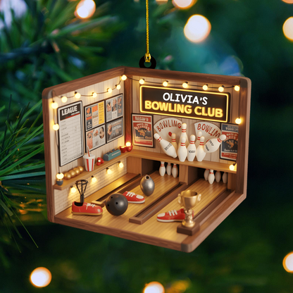 Custom Bowling Room Ornament 2025 – Personalized Name Bowling Alley Christmas Decoration, Perfect Gift for Bowling Fans Ornament