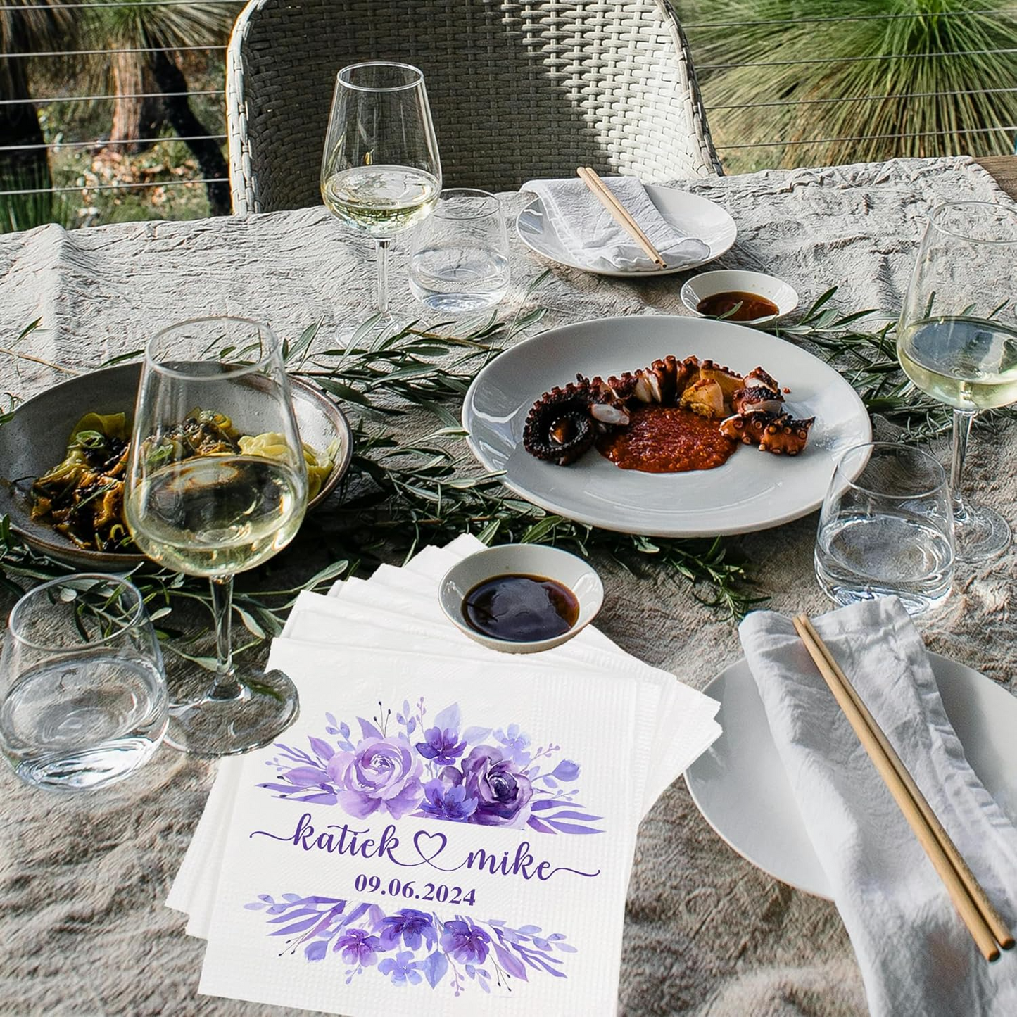 Personalized Wedding Napkins, Customized Printed Bridal Shower Decor, Custom Printed Cocktail Napkins, Customized Monogram Wedding Napkins, Party
