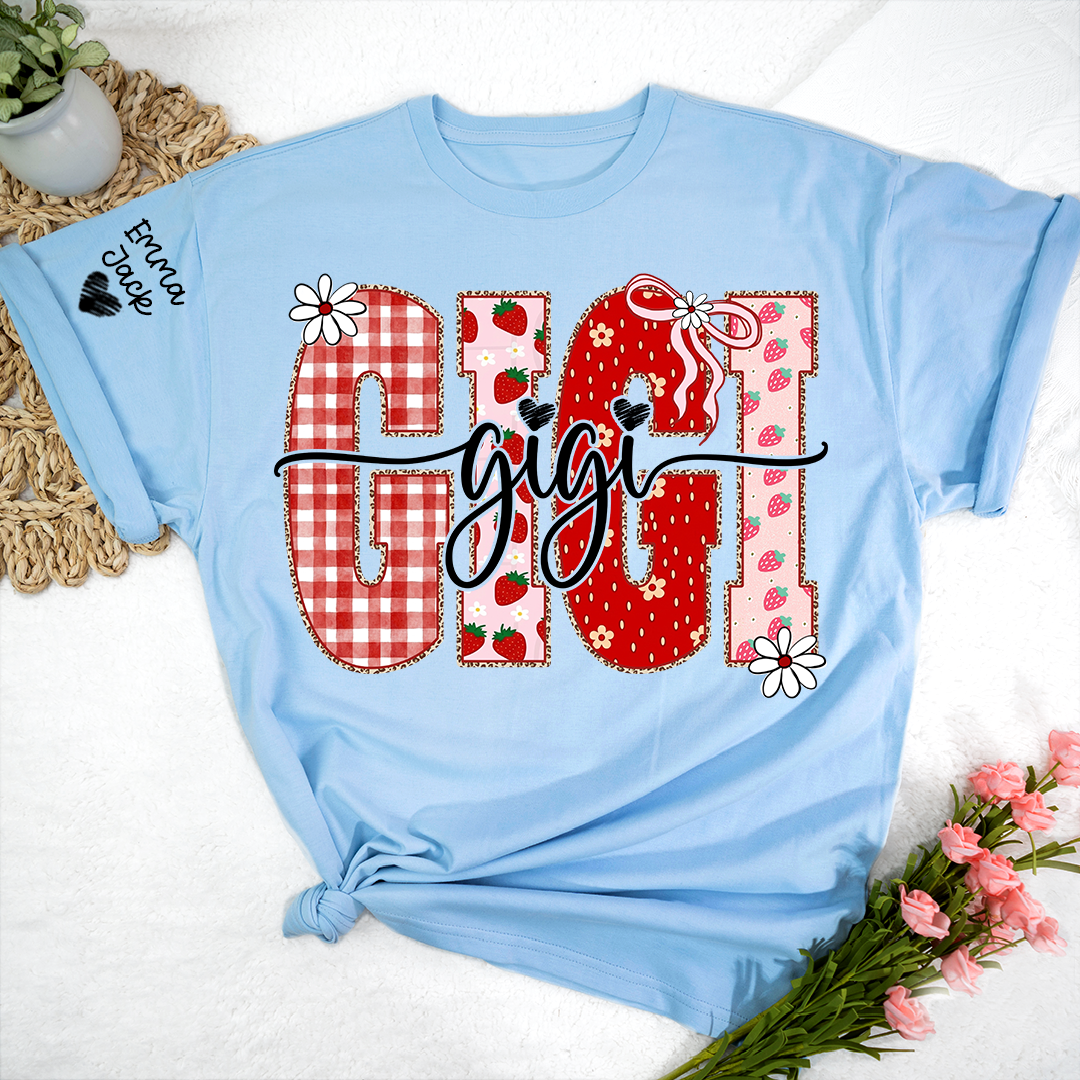 Custom Designed For Gigi With A Strawberry And Floral Pattern, A Unique Outfit Made Just For Grandma