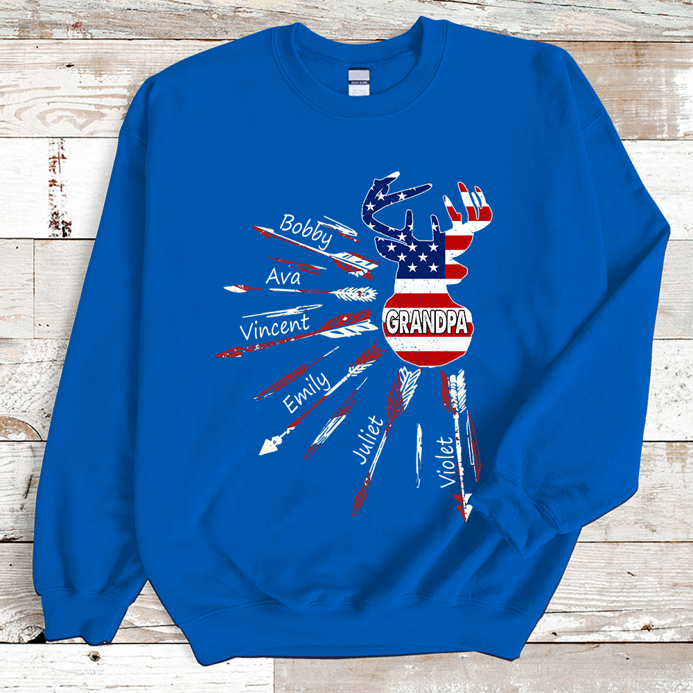 Papa with grandkids USA arrow deer hunting Sweatshirt