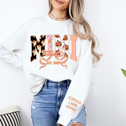 Personalized Halloween Grandma Sweatshirt, Custom Mimi And Kids Names