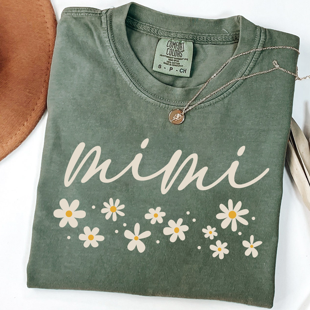 Comfort Colors® Floral Daisy T-Shirt, Custom Nicknames for Mimi And Kids