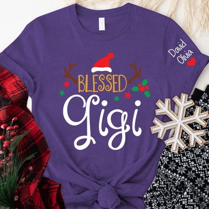 Blessed Gigi Christmas And Grandkids T-Shirt
