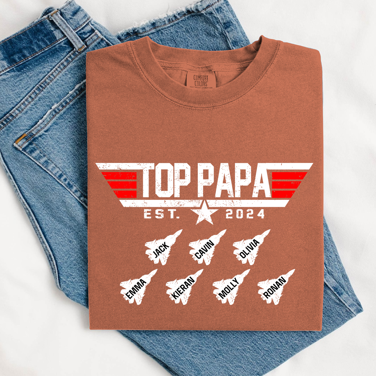 Comfort Colors® Custom Top Papa And Grandkids American 2026 T-Shirt