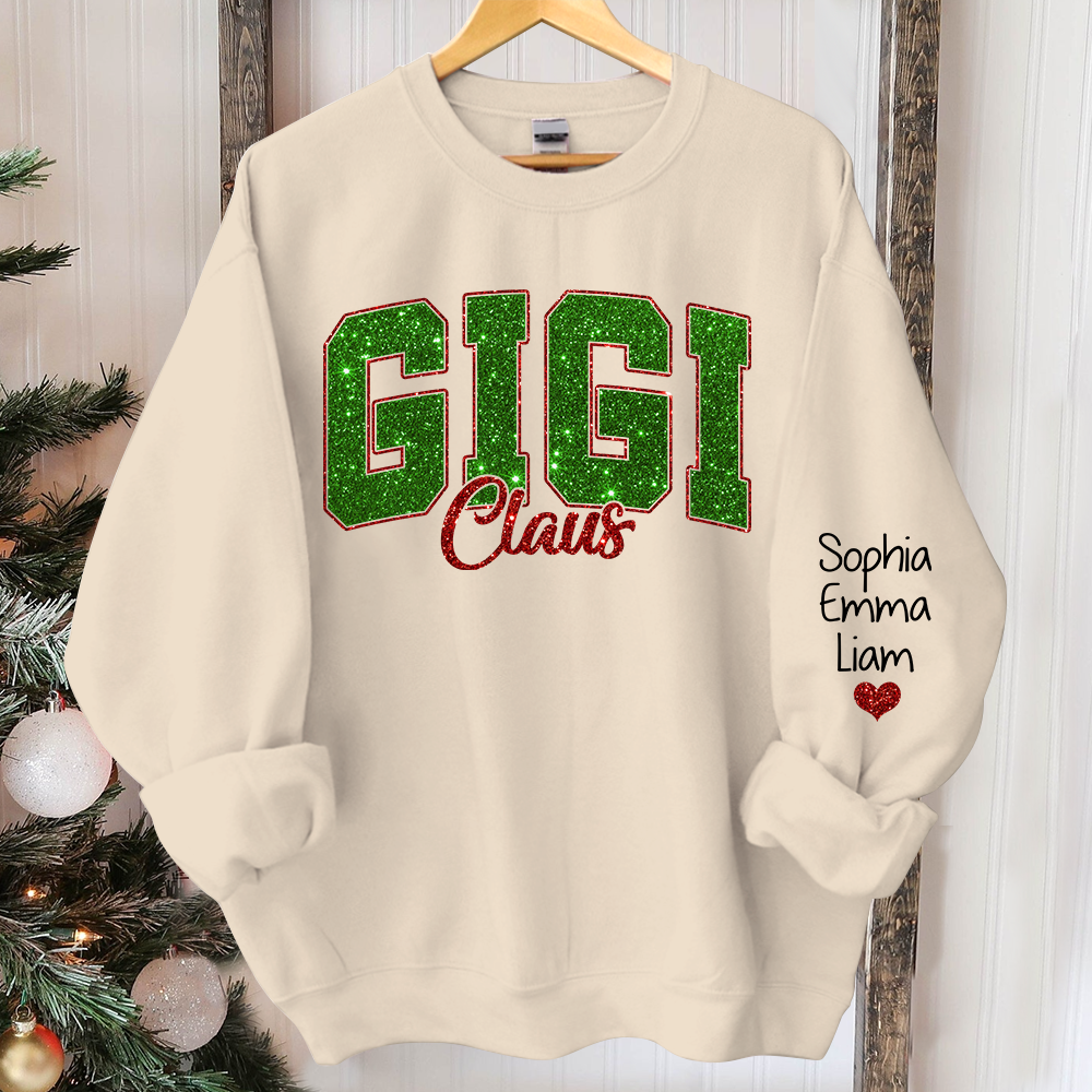 Glitter Gigi Claus Green Christmas And Kids 2014 Sweatshirt