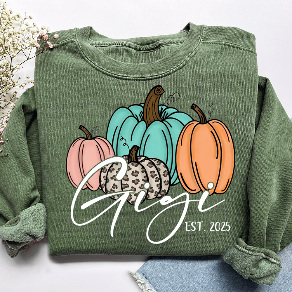 Personalized Gigi Pumkins Sweatshirt, Gifts for Grandma and Grandchild