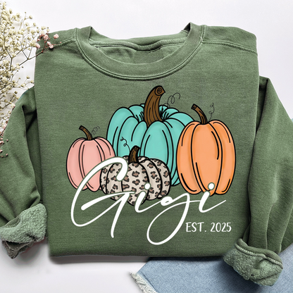 Personalized Gigi Pumkins Sweatshirt, Gifts for Grandma and Grandchild