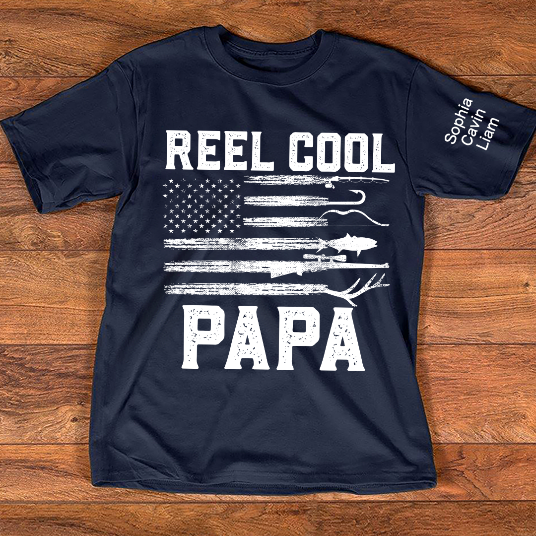 Patriotic Fishing Shirt Reel Cool Papa Quote Angler Gift for Dad Grandpa