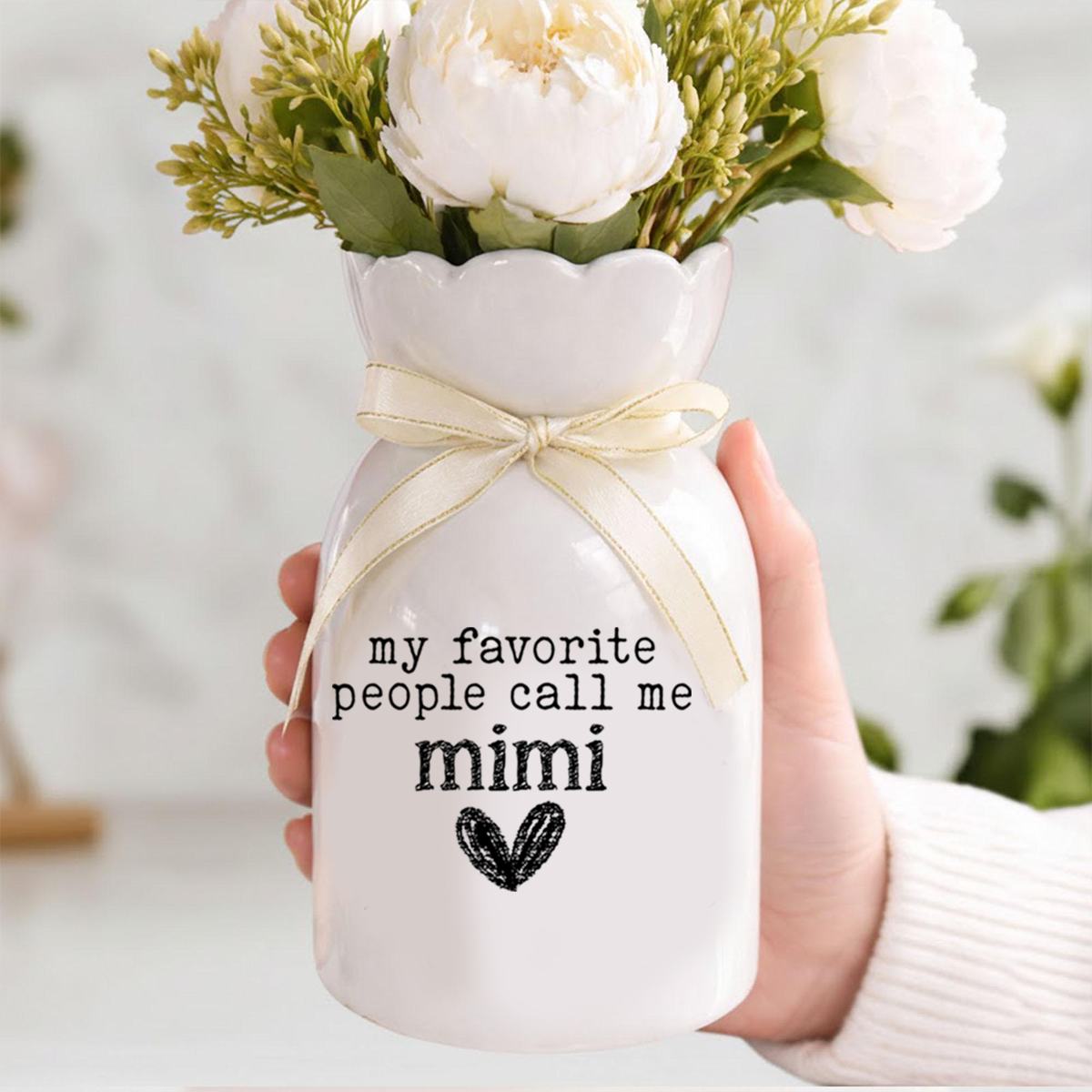 Personalized Ceramic Mimi Vase, My Favorite People Call Me T-Shirt Design, Custom Gift for Mimi