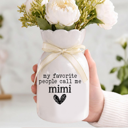 Personalized Ceramic Mimi Vase, My Favorite People Call Me T-Shirt Design, Custom Gift for Mimi