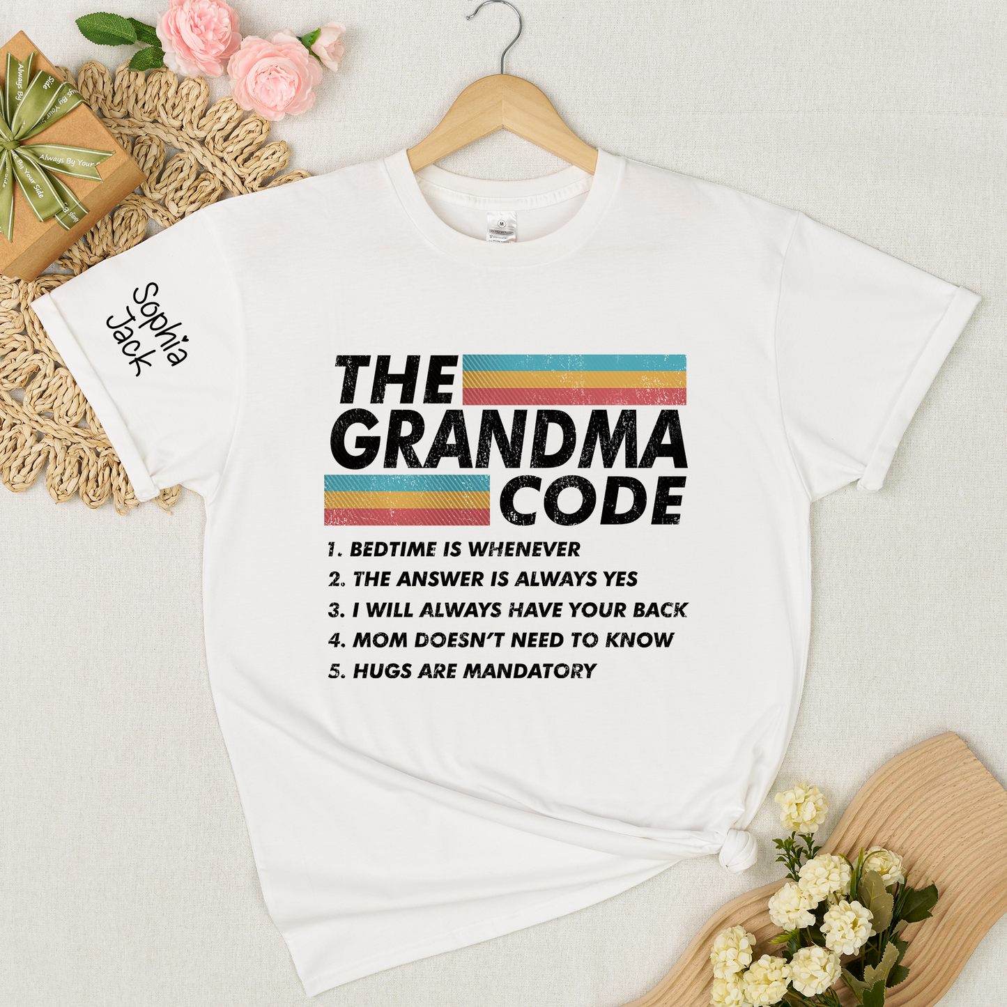 Personalized The Grandma Code" T-Shirt – Personalized Mimi, Gigi, Nana Shirts, Fun Gift for Grandparents, Mother’s Day, Birthday