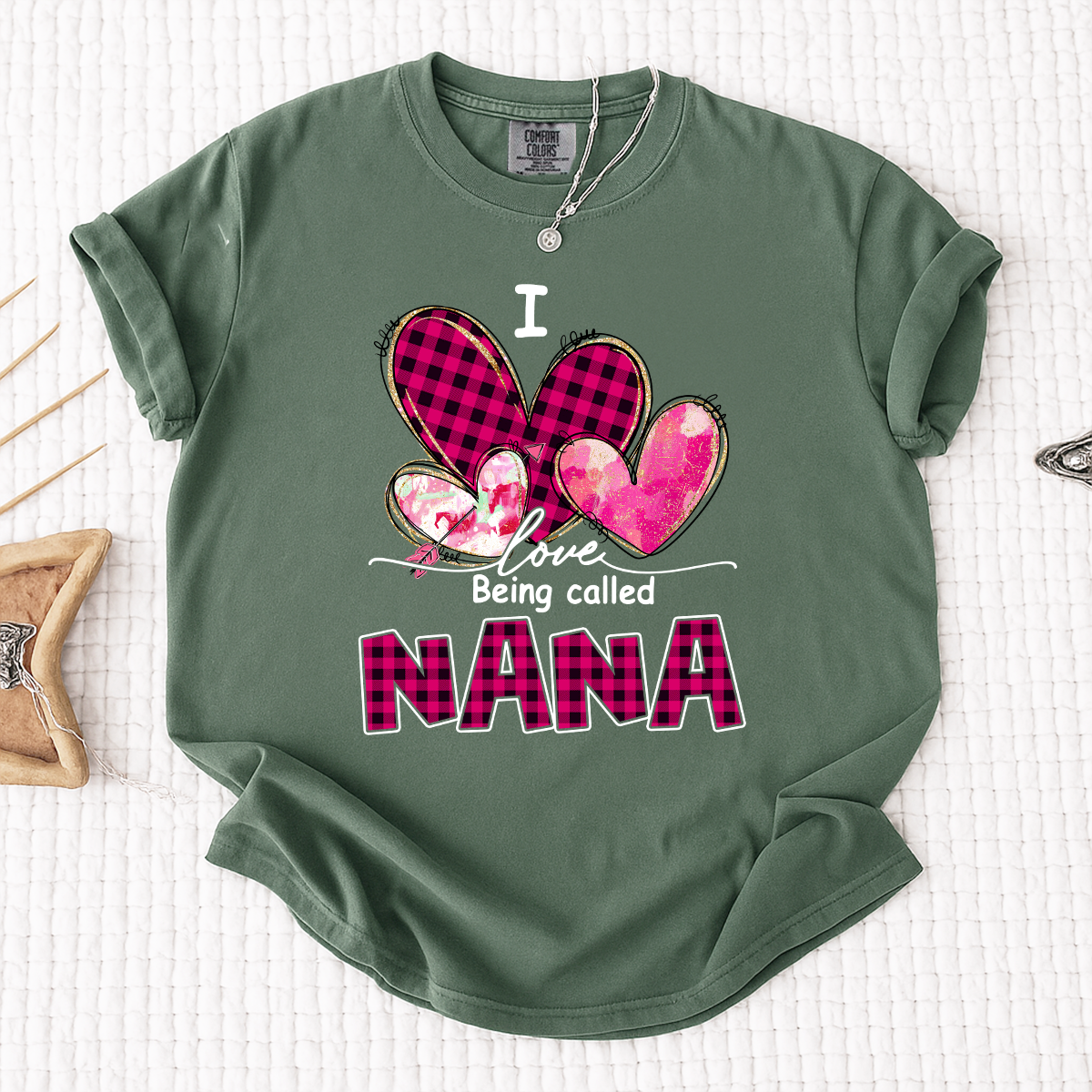 I Love Being Called Nana Pink Tone Design, Grandma Comfort Colors®  Personalized with Kids Name
