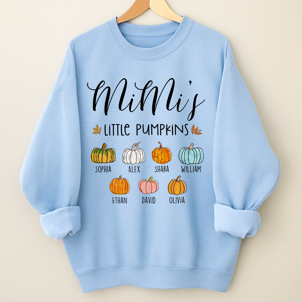 Personalized Mimi's Little Pumpkins Shirt, Custom Grandkids Names Fall Pumpkin Sweatshirt, Grandma Autumn Gift