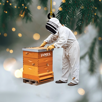 Personalized Beekeeper Ornament 2025 – Custom Name Beekeeping Christmas Ornament, Gift for Bee Lovers & Apiarists Ornament