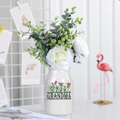 Artistic Flower Field For Grandma And Kids - Custom Home Decoration Flower Vase According To Family Requirements - Warm Gift For Mother's Day, Ceramic Flower Vase
