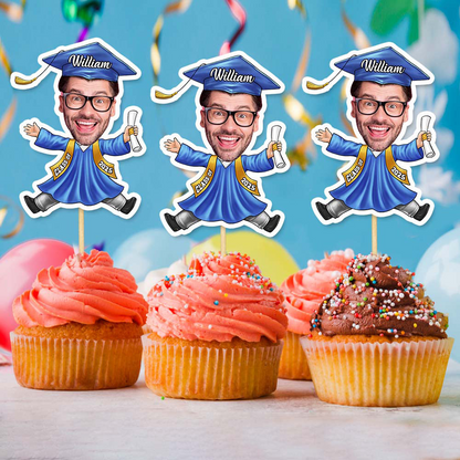Graduation Gift Ideas, Custom Photo Graduation cupcake toppers, graduation cupcake toppers 2025