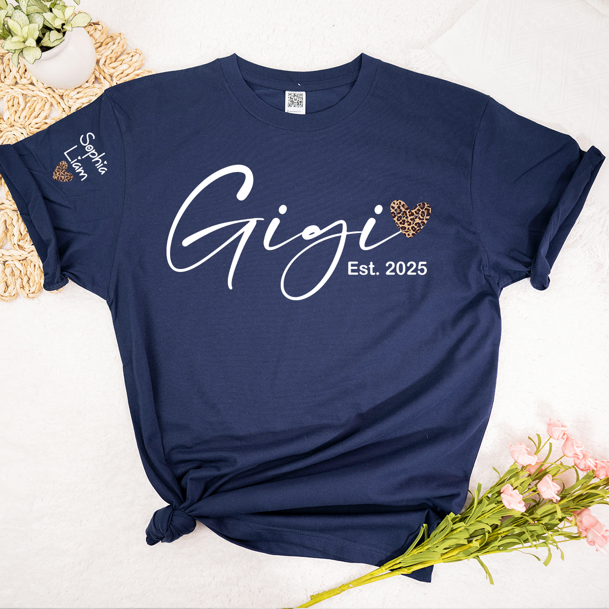 Gigi Est 2025 Shirt, New Gigi Grandma T Shirt with Leopard Heart, Cute Gift for Gigi