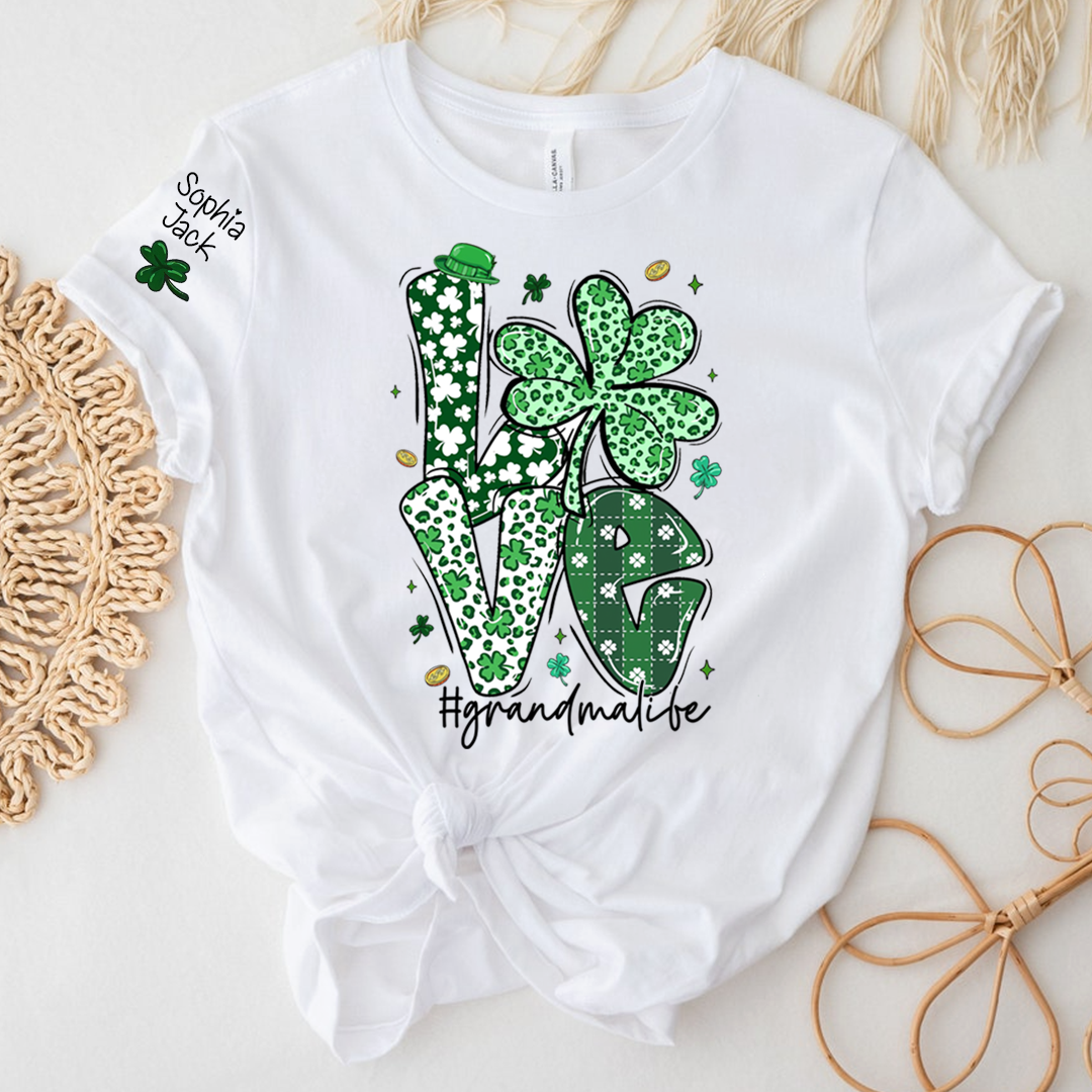 Love Grandma Life St. Patrick's Day t-shirt, I Love Being Called Nana family style spring t-shirt