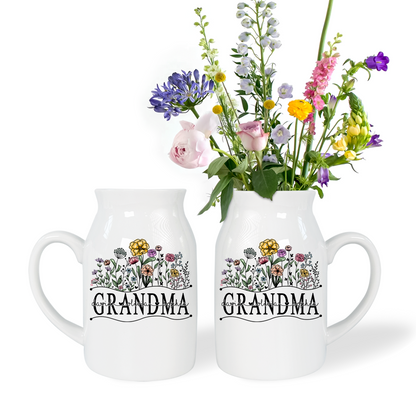 Art Wildflowers For Grandma And Kids - Custom Home Decoration Flower Vase According To Family Requirements - Warm Gift For Mother's Day, Ceramic Flower Vase
