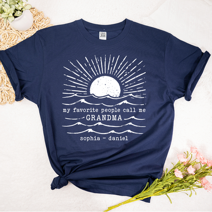 Personalized Grandma Beach Shirt, My Favorite People Call Me Grandma, Custom Grandkids Names Summer T Shirt, Grandma Gift