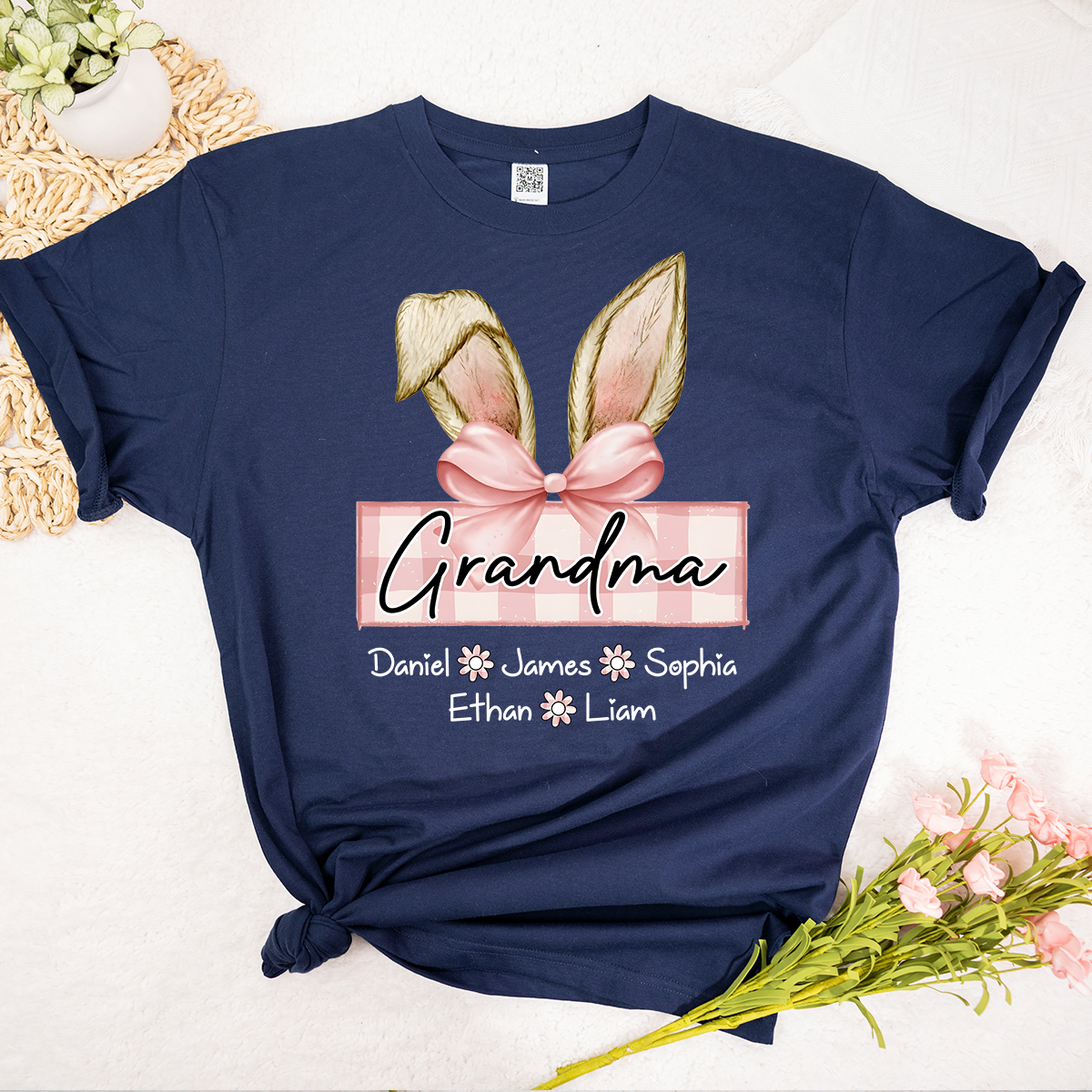 Custom Grandma Shirt For Easter, Bunny Grandma Shirt With Children Names