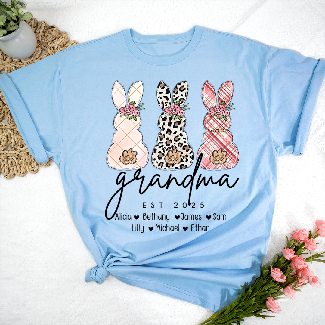 Grandma Easter Bunny Shirt Personalized with Names, Custom Family Bunny Tee
