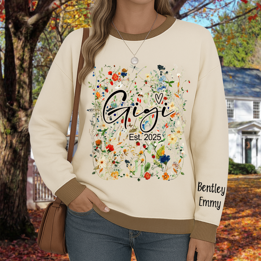 Personalized Gigi Est With Grandkids Flower Art Sweatshirt Mix