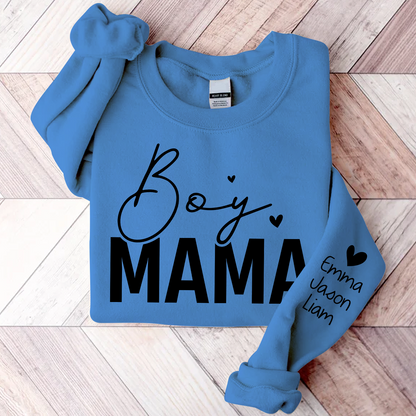 Personalized Boy Mama With Kids, Gift For Mom TH Sweatshirt, Mother's Day Shirt For Mom Mama Mommy