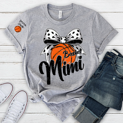 Basketball Mimi Shirt, Custom Names and Bow Design for Proud Sports Grandma