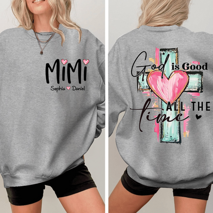 Custom Hand Drawn Cross Sweatshirt, Gift for Mimi And Grandchild