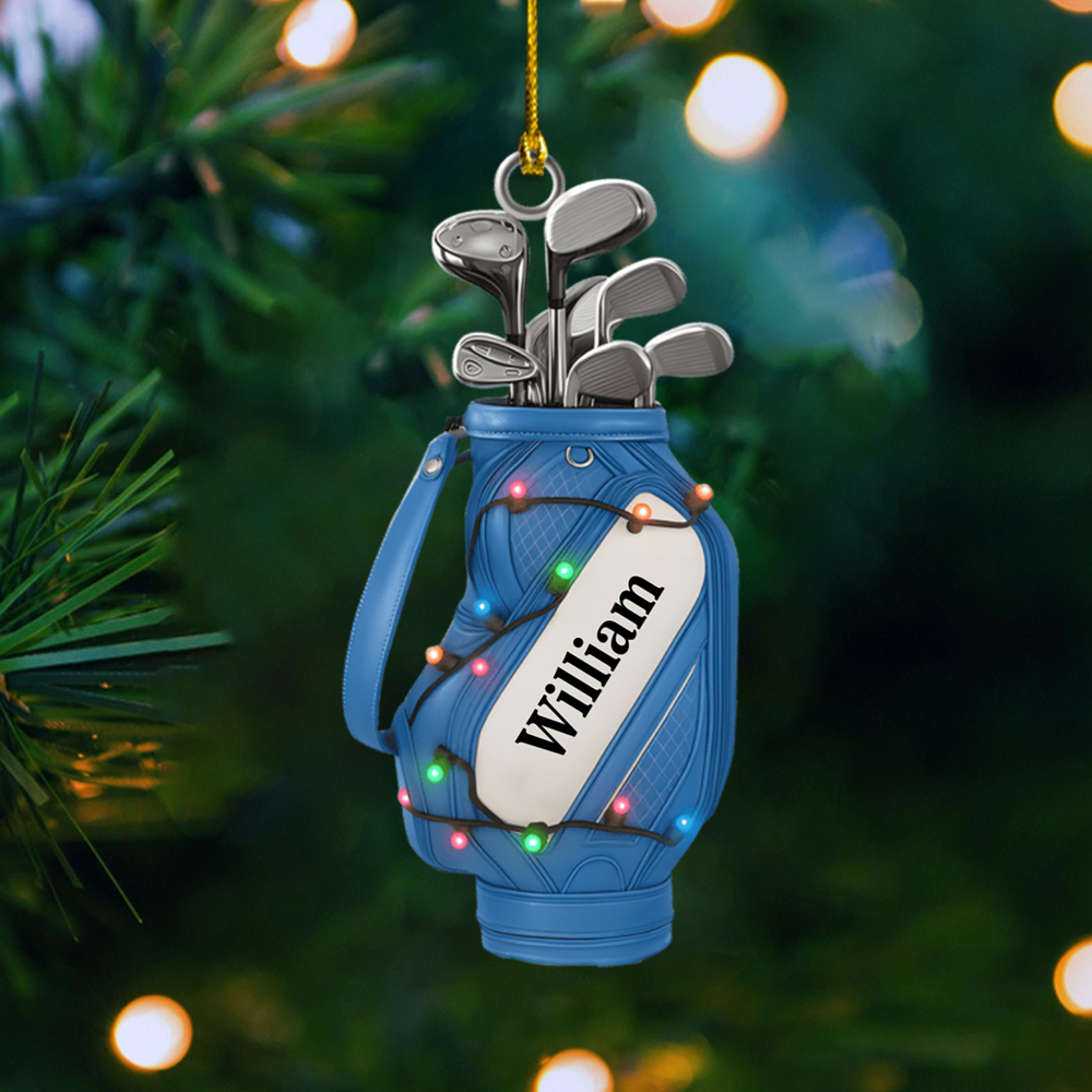 Personalized Golf Ornament 2025 – Custom Name Golf Bag Ornament, Perfect Christmas Gift for Golf Lovers & Players Ornament