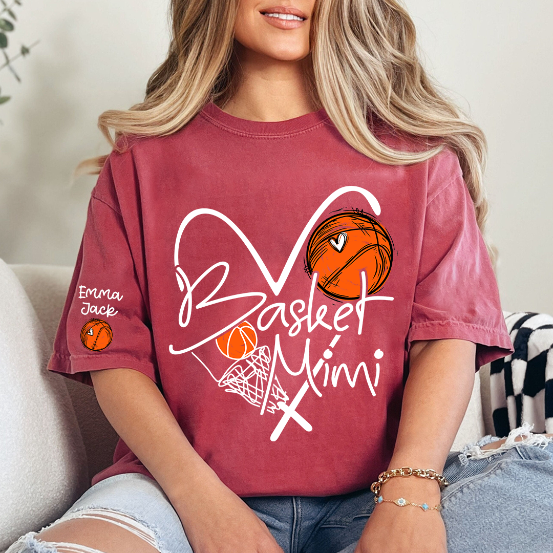Basketball Mimi Shirt Personalized with Grandkids Names, For Gift Grandma